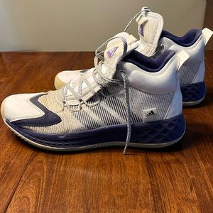 Adidas pro boost mid basketball shoes, cloud white team, college purple